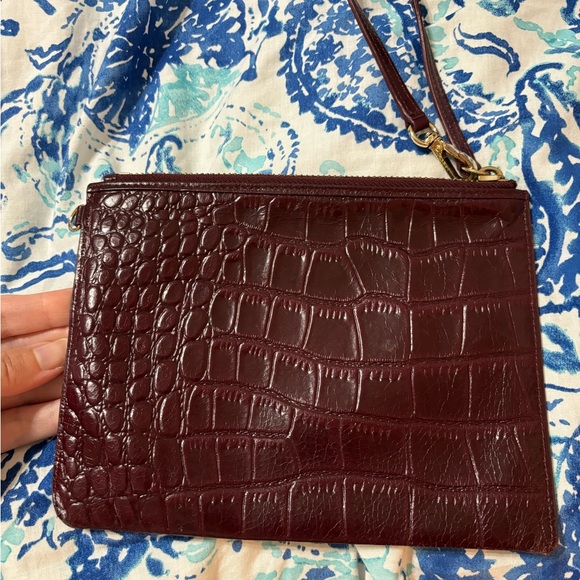 Cole Haan leather embossed wristlet, burgundy - Picture 4 of 4